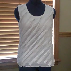 Talbots white cotton blouse with interesting diagonal detail